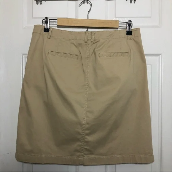 j.Jill Cotton Blend Stretchy Zipper/Button Pocket Over The Knee Khaki Skirt 8 P - Picture 5 of 9